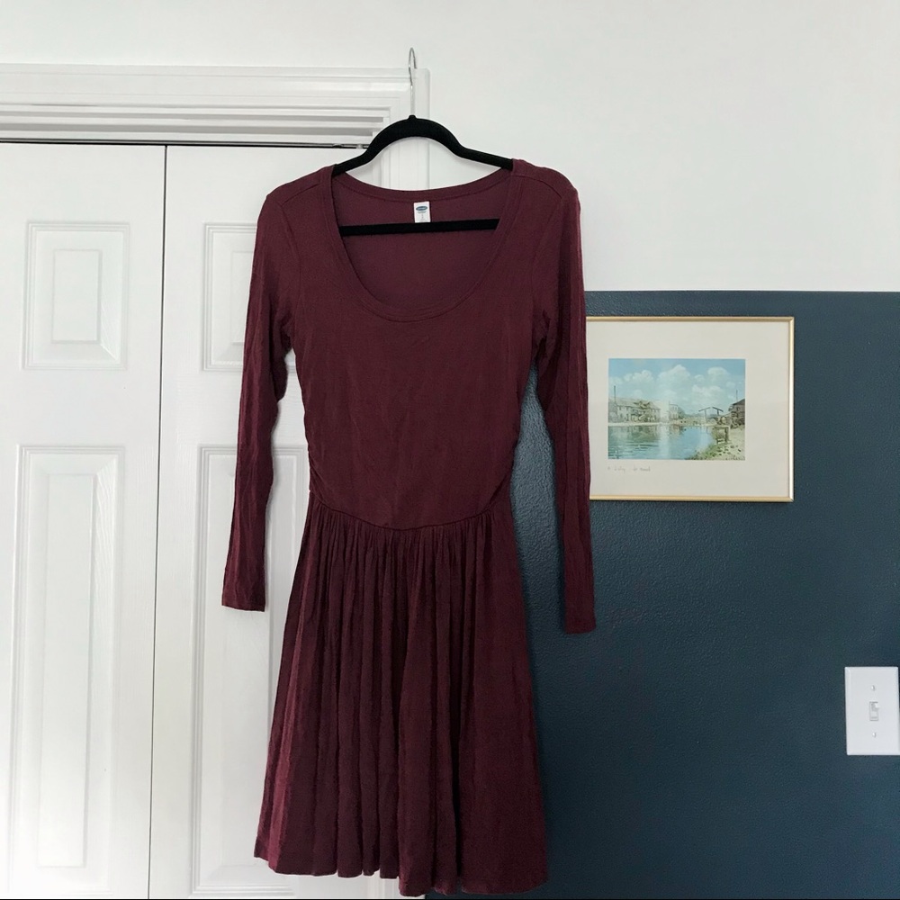 DONATED Old Navy Maroon Fit & Flare Dress
